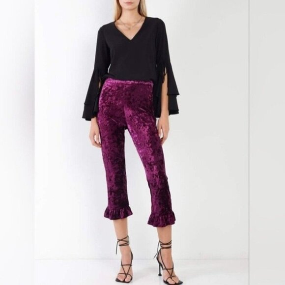 Cropped Purple Ruffle Pants - Picture 7 of 12